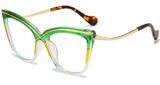 Green Gradient Color Big Frame Cat Eye Eyeglasses