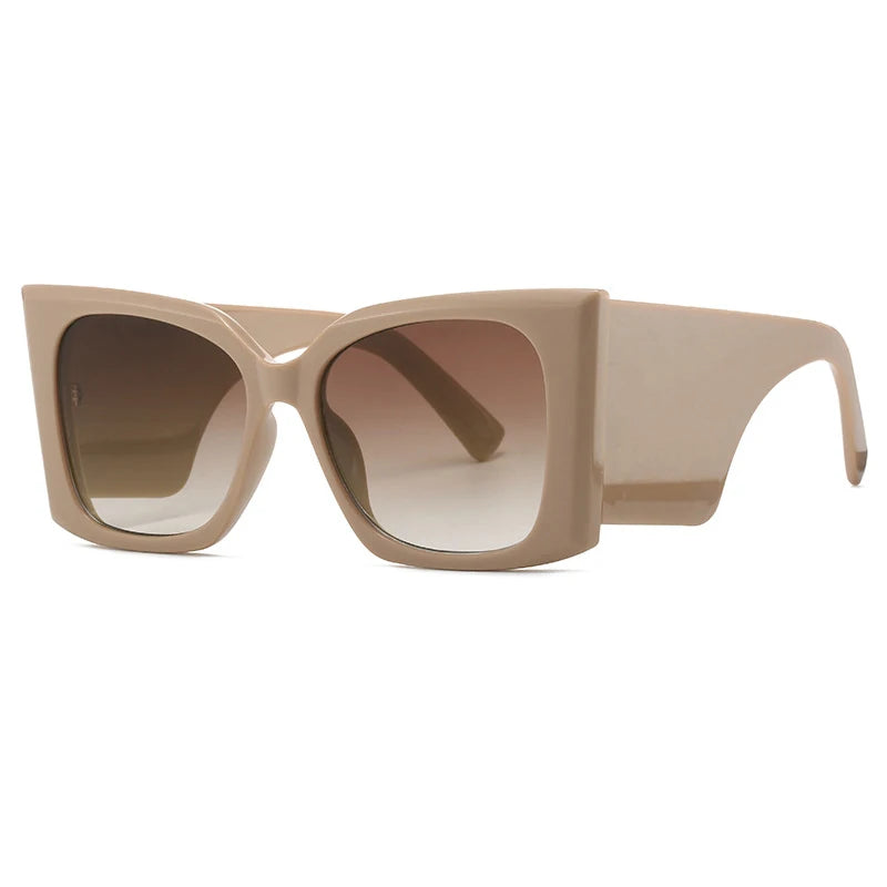 Beige Gradient Color  Oversized Square Sunglasses