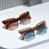 Collection of Gradient Driving Square Cat Eye Crystal Sunglasses