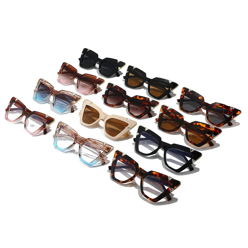 Collection of Gradient Driving Square Cat Eye Crystal Sunglasses