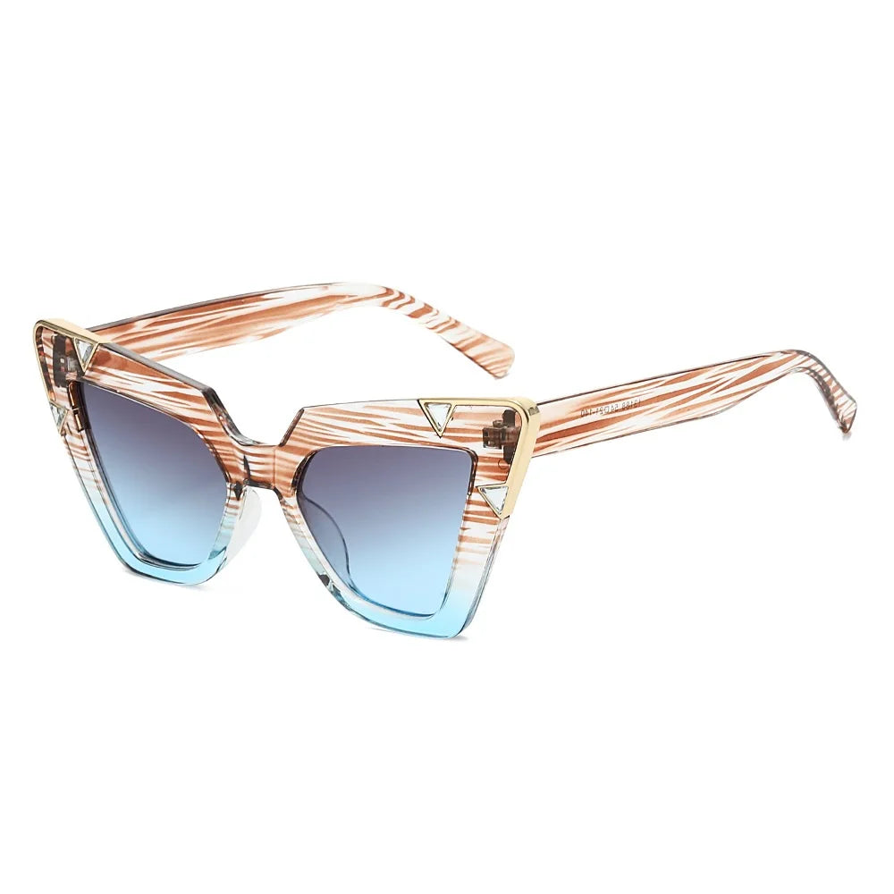 Gradient Driving Square Cat Eye Crystal Sunglasses