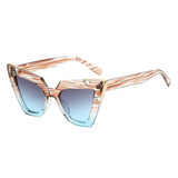 Gradient Driving Square Cat Eye Crystal Sunglasses