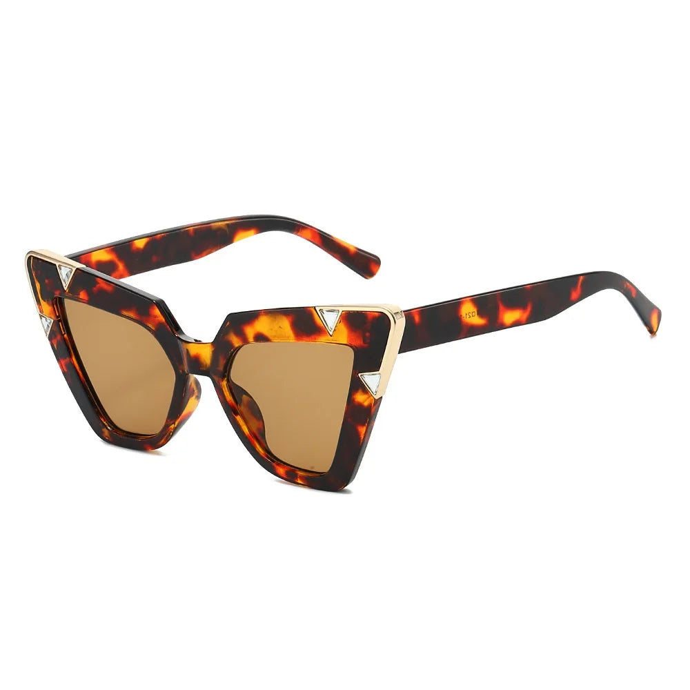 Gradient Driving Square Cat Eye Crystal Sunglasses