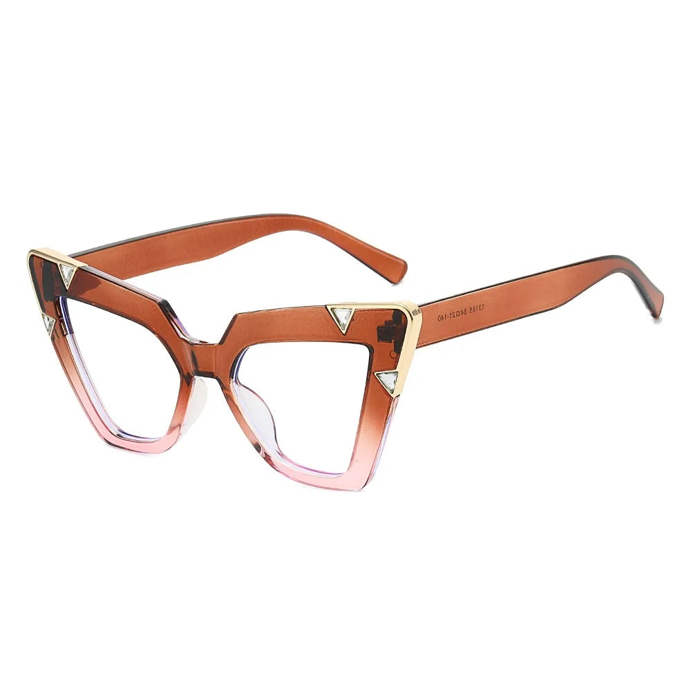 Gradient Driving Square Cat Eye Crystal Sunglasses