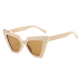 Gradient Driving Square Cat Eye Crystal Sunglasses