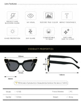 Size of Gradient Driving Square Cat Eye Crystal Sunglasses