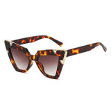 Leopard Gradient Driving Square Cat Eye Crystal Sunglasses