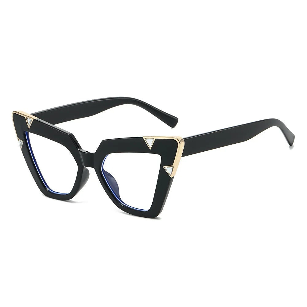 Black Gradient Driving Square Cat Eye Crystal Sunglasses