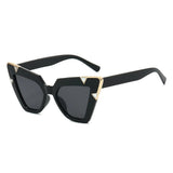 Black Gradient Driving Square Cat Eye Crystal Sunglasses