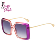 Gradient Green Yellow Oversized Square Sunglasses Sassy Chick Logo