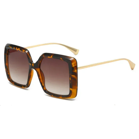 Leopard Gradient Green Yellow Oversized Square Sunglasses