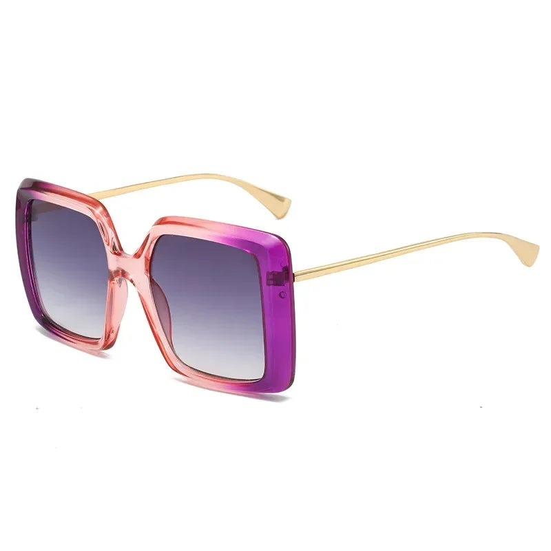 Purple Gradient Green Yellow Oversized Square Sunglasses
