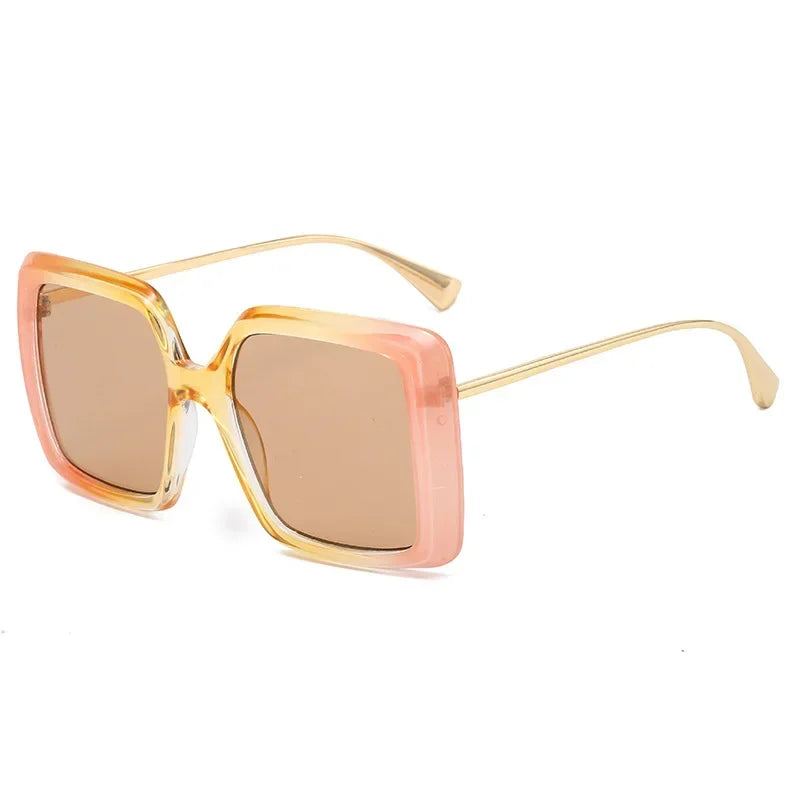 Gold Gradient Green Yellow Oversized Square Sunglasses