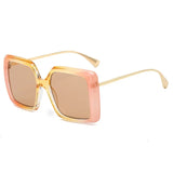Gold Gradient Green Yellow Oversized Square Sunglasses