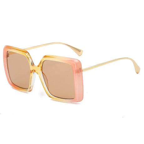 Gold Gradient Green Yellow Oversized Square Sunglasses