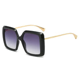 Black Gradient Green Yellow Oversized Square Sunglasses