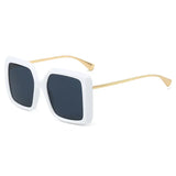White Gradient Green Yellow Oversized Square Sunglasses