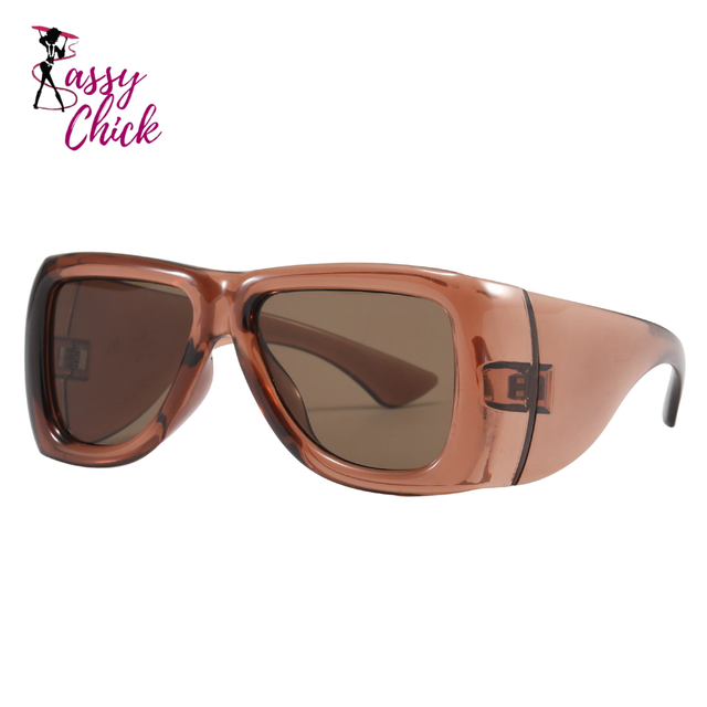 Gradient Hip-Hop Vintage Oversized Sunglasses Sassy Chick Logo