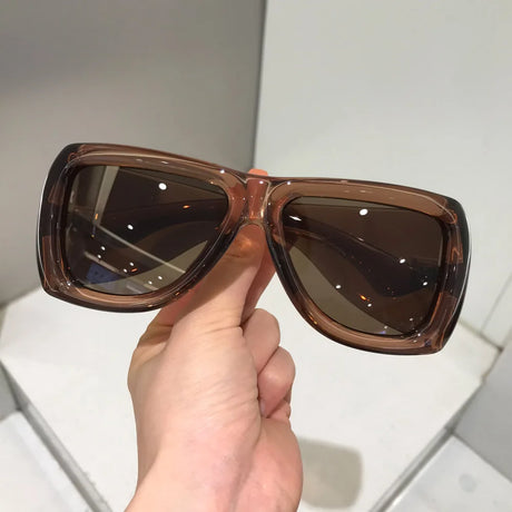Brown Gradient Hip-Hop Vintage Oversized Sunglasses