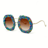 Blue Gradient Oversized Colorful Candy Round Sunglasses