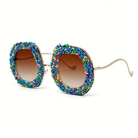 Blue Gradient Oversized Colorful Candy Round Sunglasses