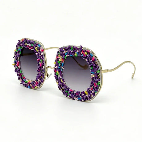 Purple Gradient Oversized Colorful Candy Round Sunglasses