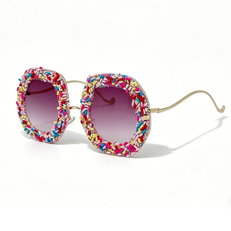 Pink Gradient Oversized Colorful Candy Round Sunglasses