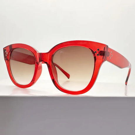 Red Gradient Rivets Square UV400 Sunglasses
