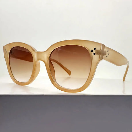 Brown Gradient Rivets Square UV400 Sunglasses
