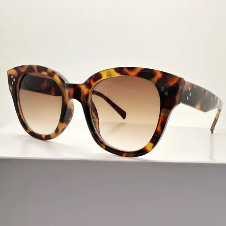 Leopard Gradient Rivets Square UV400 Sunglasses