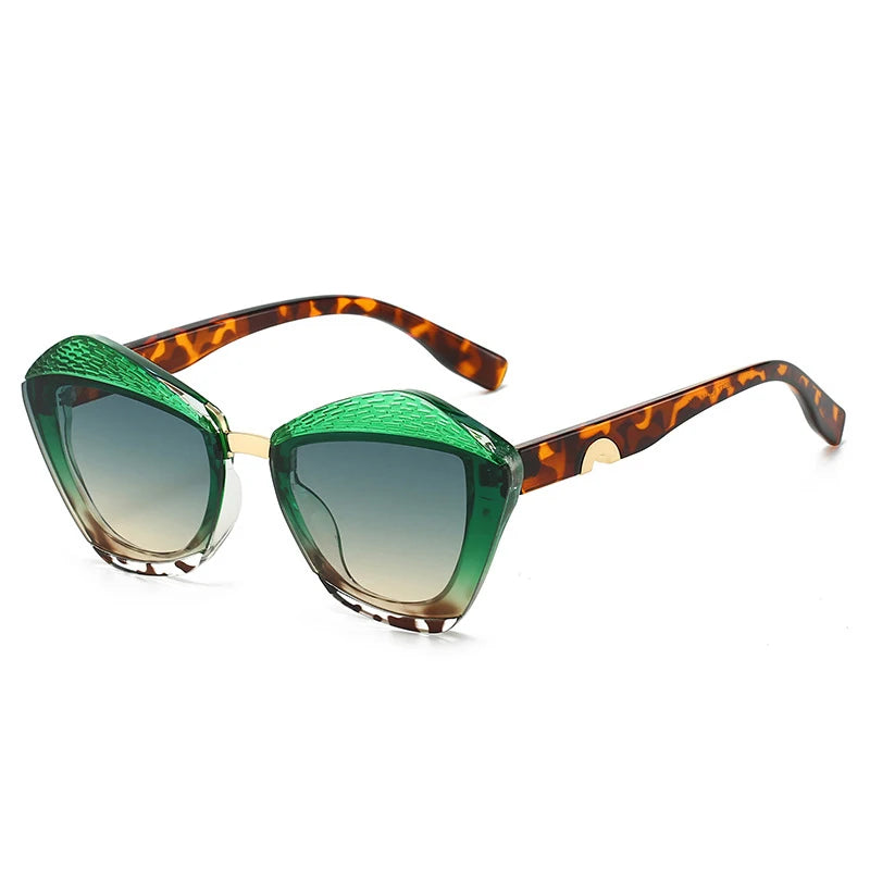 Green Gradient Vintage Square Sunglasses