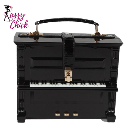 Grand Piano 3D Shape Handbag Sassy Chick Logo  