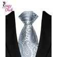 Gray Sliver Color Jacquard Woven Necktie Sassy Chick Logo