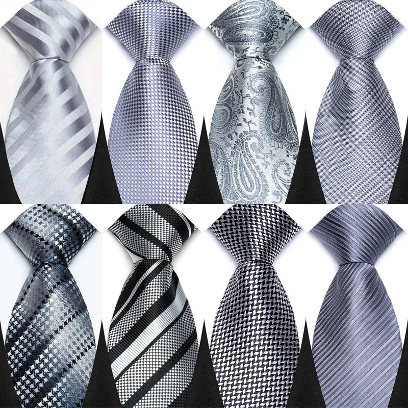 Collections of Gray Sliver Color Jacquard Woven Necktie