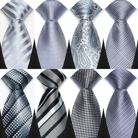 Collections of Gray Sliver Color Jacquard Woven Necktie
