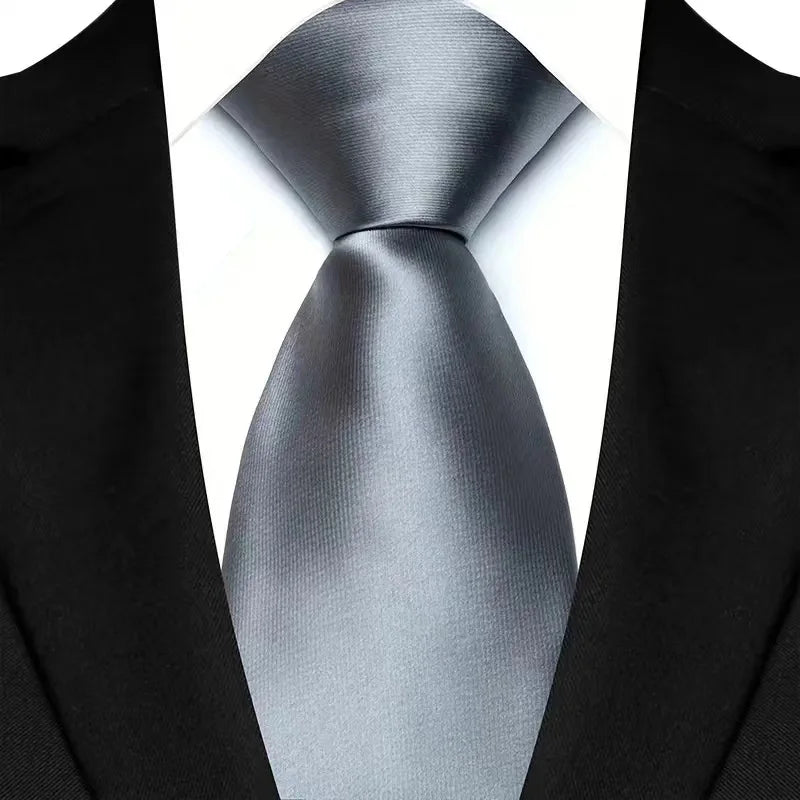 Solid silver color tie