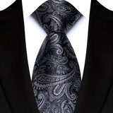 Silver black floral pattern tie