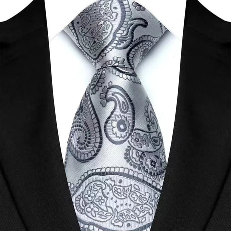 grey silver floral pattern tie