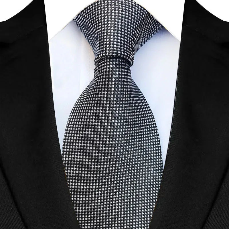 black grey geometric pattern tie