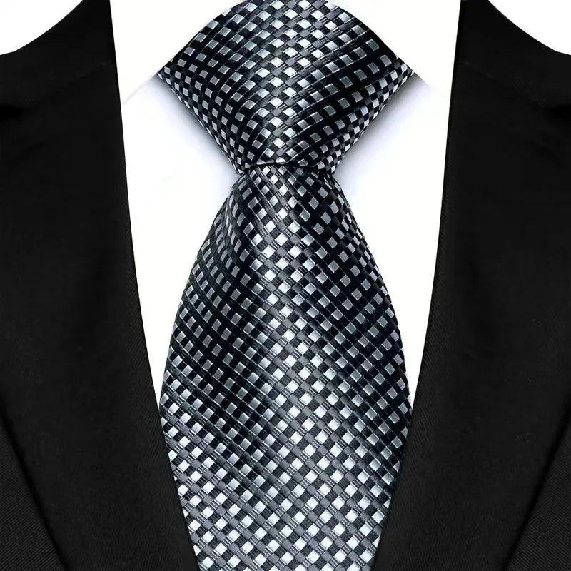 black silver dot pattern tie