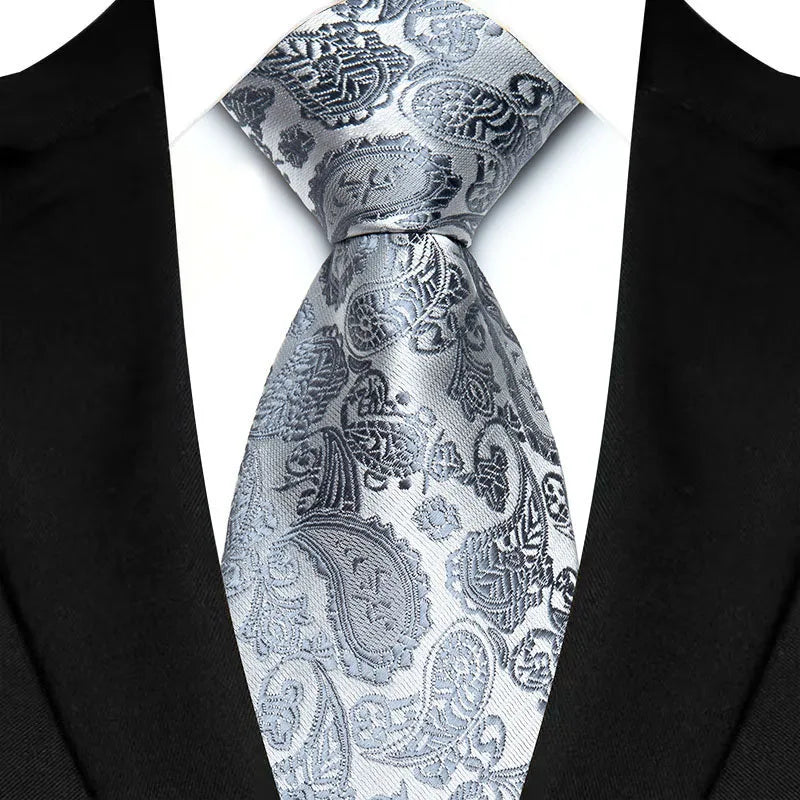 silver floral pattern tie