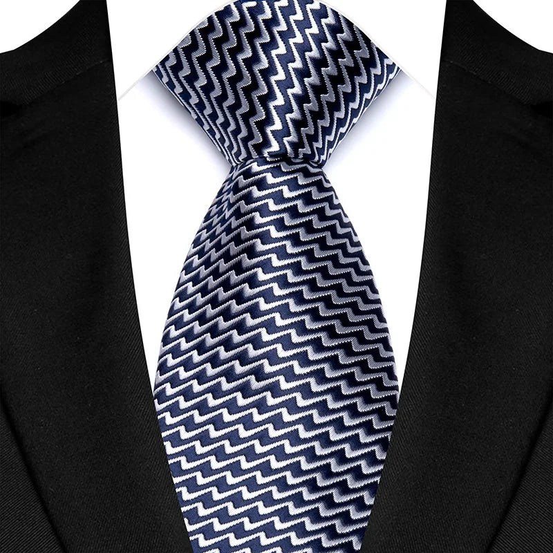black silver geometric pattern tie
