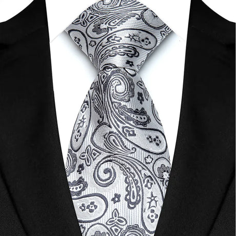 white grey floral pattern tie