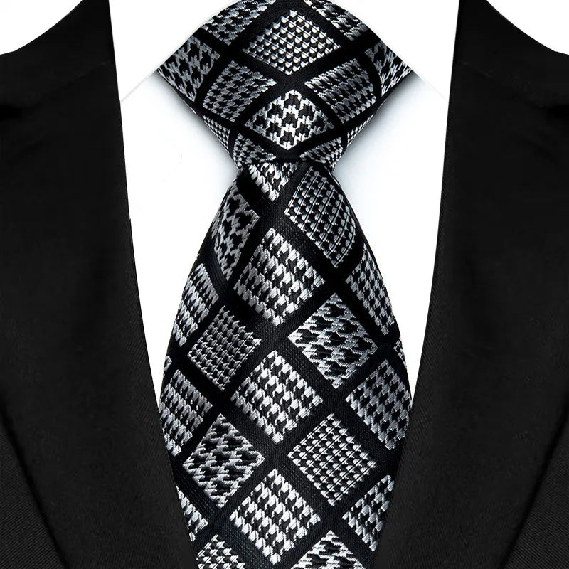 black silver stripe pattern necktie
