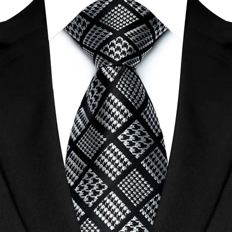 black silver stripe pattern necktie