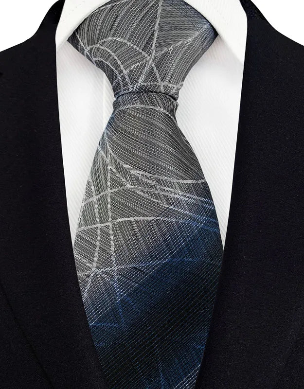 black grey geometric pattern tie
