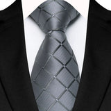 grey silver square pattern tie