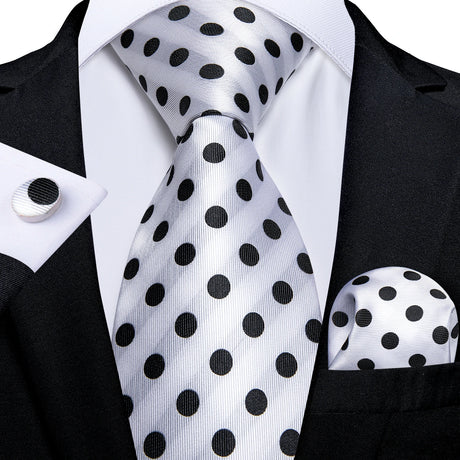 Gray Sliver Hanky Cufflinks Set Silk Neckties