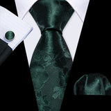 floral pattern Green Mint Teal Silk Men Tie Set