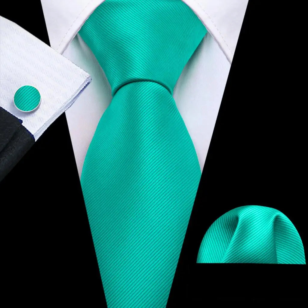 Green Mint Teal Silk Men Tie Set